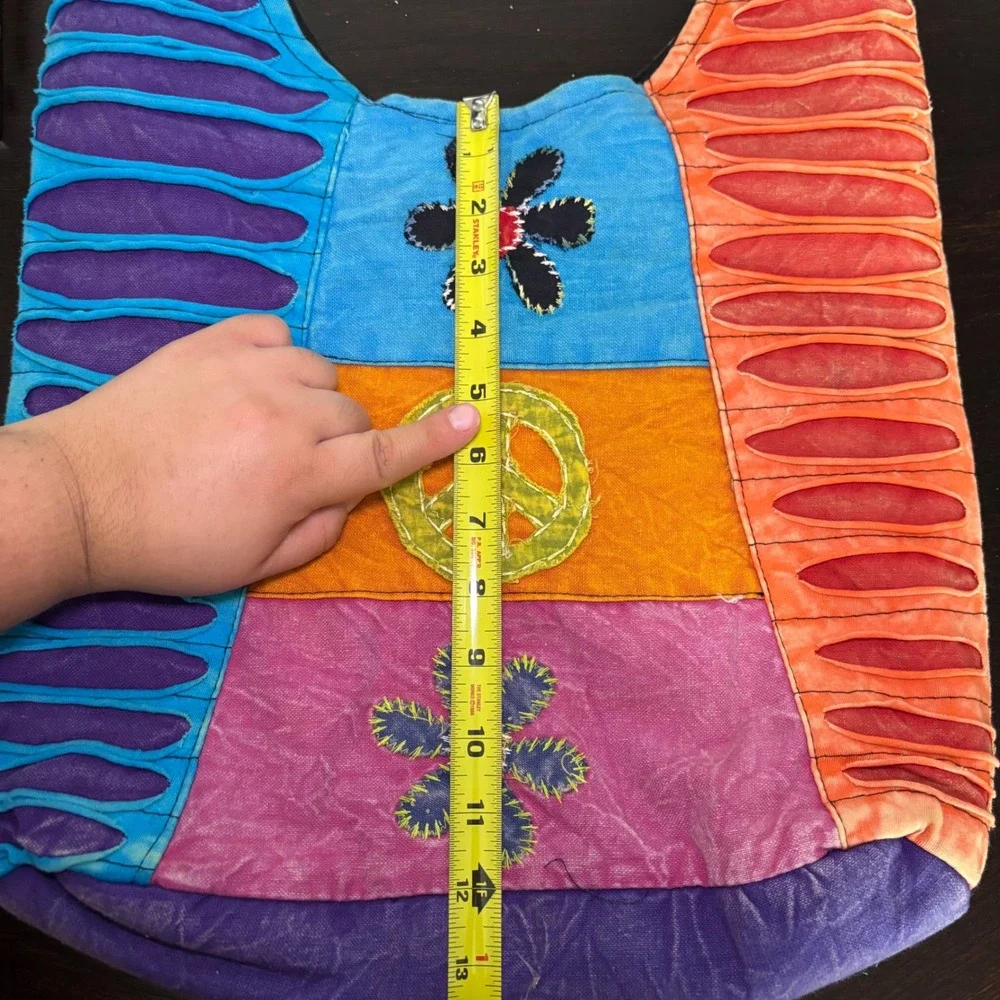 Boho Hippie Patchwork Crossbody Bag Flowers Colorful Indie Festival Sling Peace